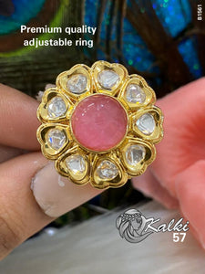 Priyatha , premium quality adjustable Bridal Kundan Ring for Women -MOE001FRD