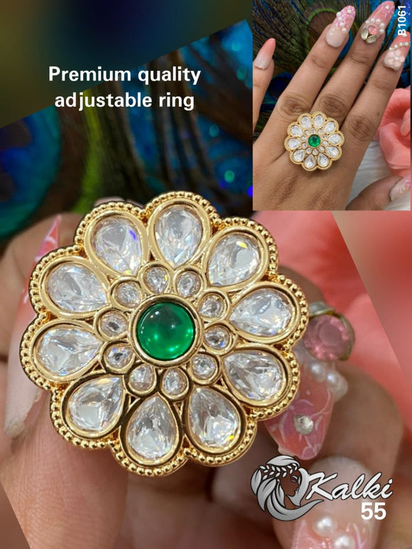 Ankitha , premium quality adjustable Bridal Kundan Ring for Women -MOE001FRB