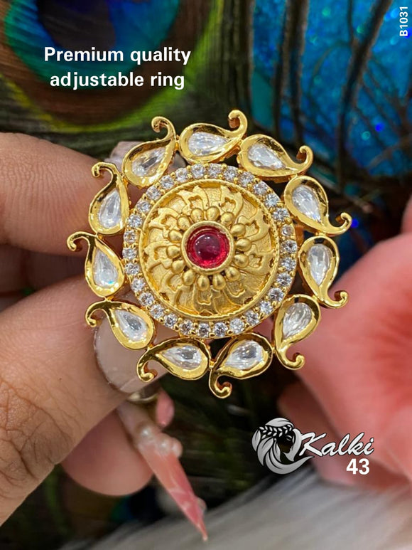 Sumangala , premium quality adjustable Bridal Kundan Ring for Women -MOE001FRC