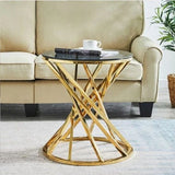 Furaha , Gold Finish Designer Metal Side Table /Bed side Table-MK001SD