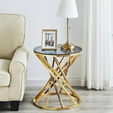Furaha , Gold Finish Designer Metal Side Table /Bed side Table-MK001SD