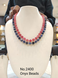 Lavina, Elegant Double layer semi precious Bead / Onyx Necklace for Women-SAY001SPC