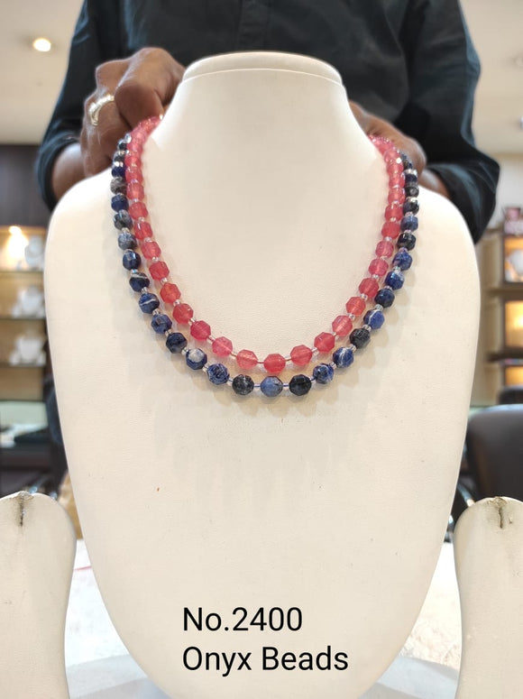 Lavina, Elegant Double layer semi precious Bead / Onyx Necklace for Women-SAY001SPC