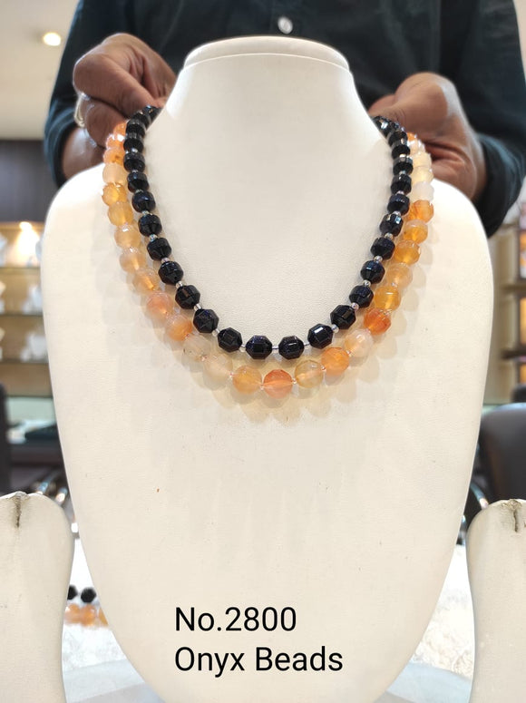 Abeba, Elegant Double layer semi precious Bead / Onyx Necklace for Women-SAY001SPE