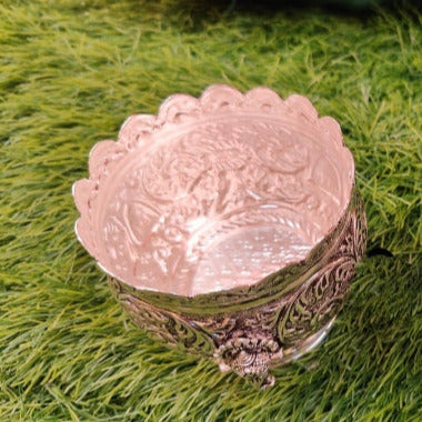  Antique German silver washable limited edition exclusive Ganesha Design Big Size Prasadam Bowl-SILI001PBBGS