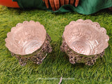 Mandakini ,Pair of 2  Antique German silver washable limited edition exclusive Asthalakshmi Design Big Size Prasadam Bowls-SILI001PBB