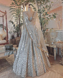  12 Kali around 3 Meter Flare Mono Satin Silk Embroidered Foil Mirror work Lehenga with Cancan & Canvas Patta-PANK001L