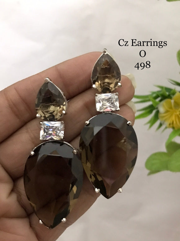  Electra ,Brown  shade stone and Diamond studded Dangling Statement Earrings for Women-SANDY001ED