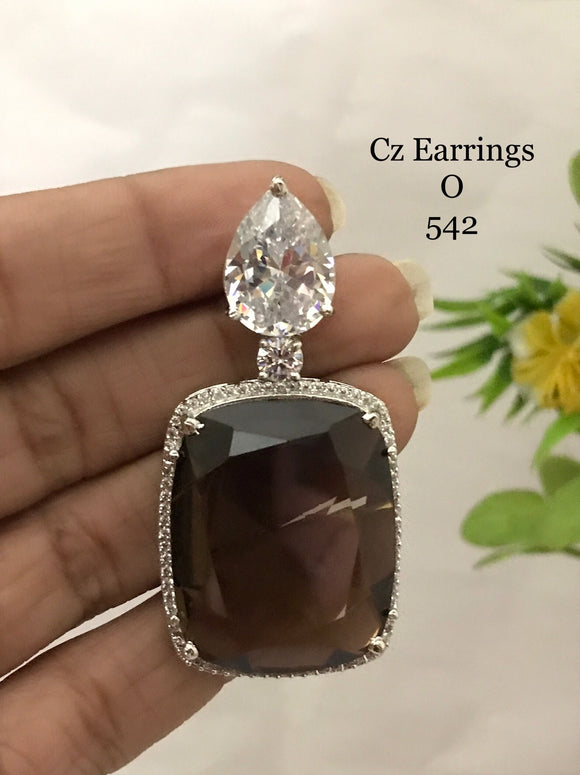 Brown  Harmonia , stone and Diamond studded Statement Earrings for Women-SANDY001BR