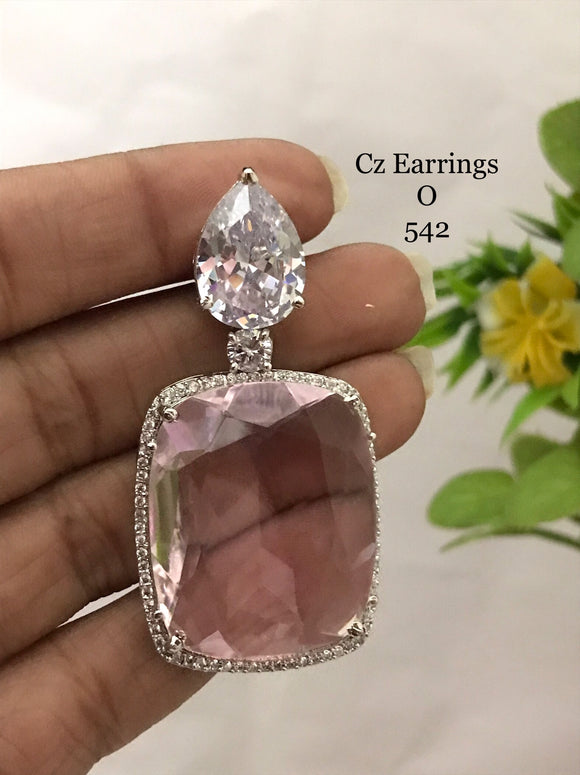 Pink Harmonia ,Pastel Pink  shade stone and Diamond studded Statement Earrings for Women-SANDY001P