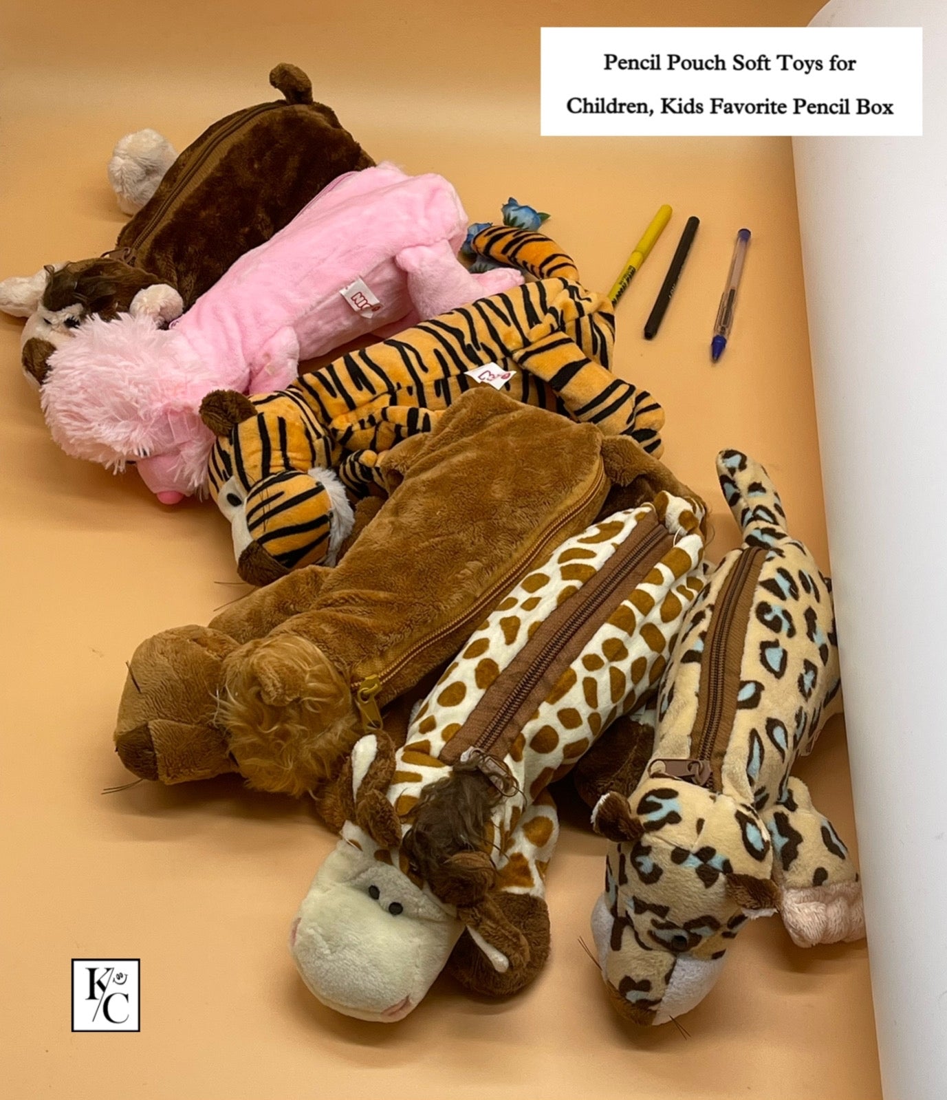 Set of 5 , Pencil Pouch Soft Toys for Children, Kids Favorite Pencil B –