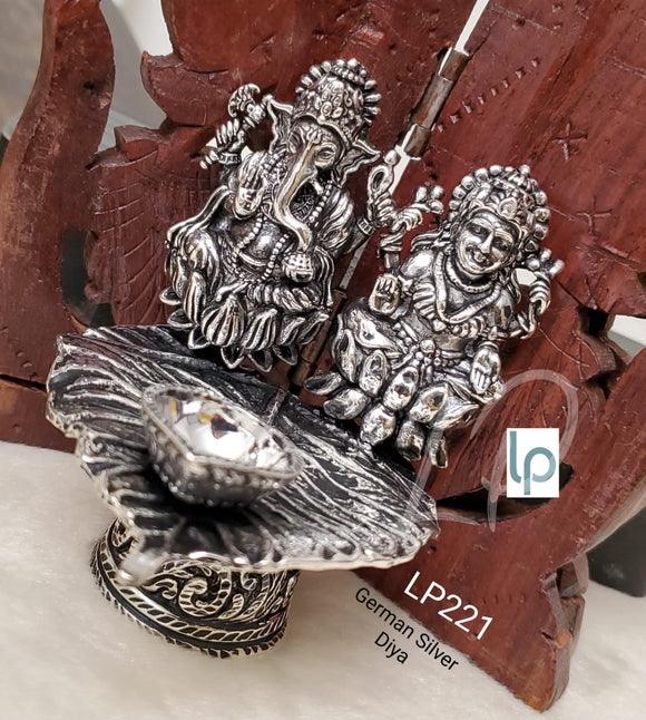 Ganesh Lakshmi , German silver Beautiful Diya -PAL001GSA