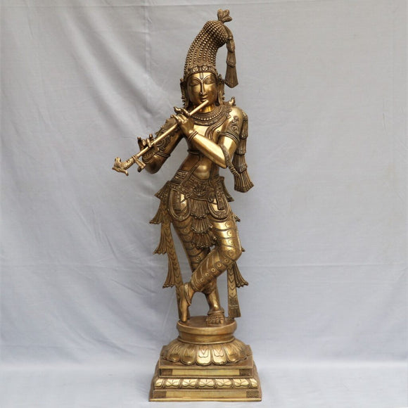 Basuriwala , Lord Krishna Brass Statue -ARTO001BK
