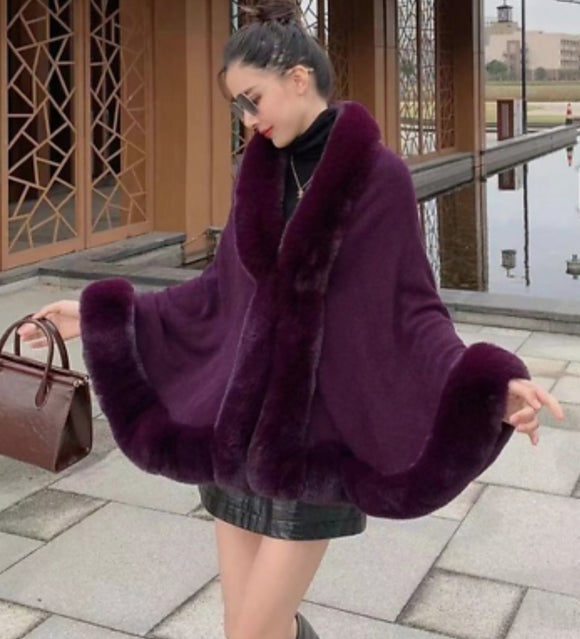 Beautiful Purple shade Fur Poncho / Cape for Women-SHIVAY001P