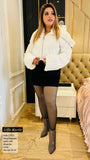 White Heavy Sequins Jacket with Warm Fur Collar for Winter-SHIVAY001BFJW