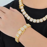 Heavy Cuban Chain Designer Diamond Studded With Matching Bracelet for Men -IDH001CDBC