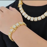 Heavy Cuban Chain Designer Diamond Studded With Matching Bracelet for Men -IDH001CDBC