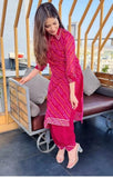 Beautiful Pink Collar bandhani  lehriya kurta set for women -FOF001PK