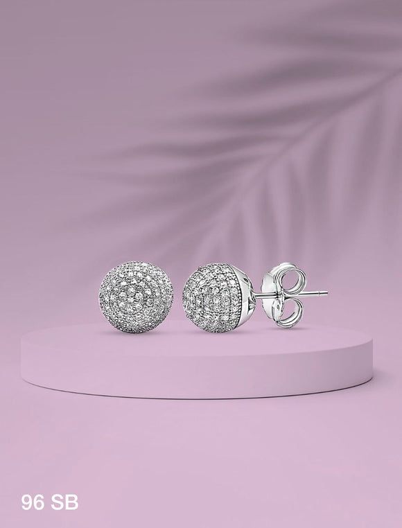 Silver Sophia ,  Designer Diamond Ball Type  92.5 Purity Silver Earrings for Women -SILI001RSDB