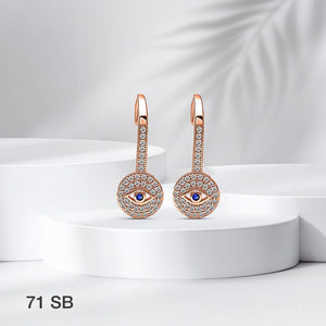 Katerina, Evil eye Design Bali Type 92.5 Silver Earrings with Rose Gold Plating-SILI001RGE