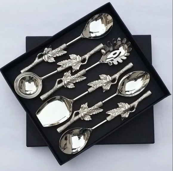 Silver Leaf  Design Cutlery Set for Fine Dining-ANUB001CSS