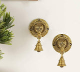 Set of 2 , Elephant Face Wall & Door Brass Decorative Bells-ANUB001DB