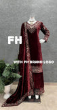 FH ,Velvet top Fully stitched with embroidery work, arms embroidery design-OB001VK