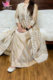 Premium Chanderi gown with lining  paired up with Luckhnowi Kali flairy jacket  heavy lace handwork detailing & dupatta -FOF001CK