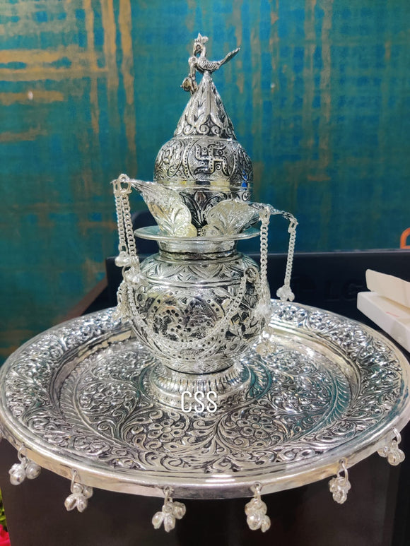 German silver Gungroo Plate with Kalsha - CZY001PK