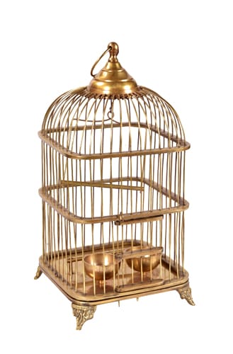 Square shape Bird Cage in Brass With Good Polishing-001A460C –