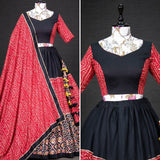 Lehenga choli ,the real essence of gujarati with patola and bandhani print Combination in lehenga choli-GARI001GL