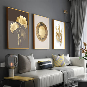 Elegant Luxury Golden Leaves  Crystal Paintings for Wall Decoration - PAL001WDGL