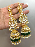 Ahmedabadi  Kundan  Big Size Jhumka with ear-chain-MYCHO001BSJ