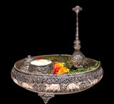 Jagadambika,  Full set impressive Antique Finish German silver washable Pooja Thali with Panner dispenser-SINI001STA