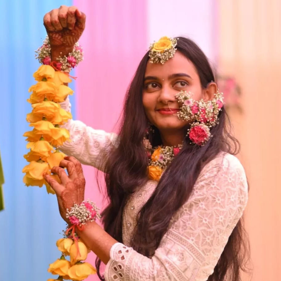 Haldi Jewellery Set Flower Nath Jewelry Floral Jewellery Flower