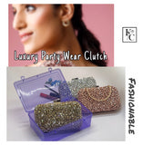 Golden  Shade Stones studded Unique Clutch for women-SHARA001GC