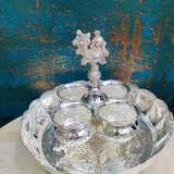 Silver Finish Lotus Mangala Harathi Plate with Peacock Panchwala -CZY001HPC