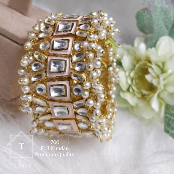 Tiara , foil kundan Pearl studded Bracelet for Women-SANDY001KB