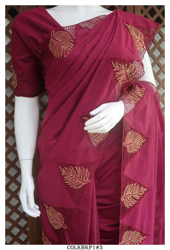 Beautiful Cutwork on Linen Saree for Women-KIA001CWLS