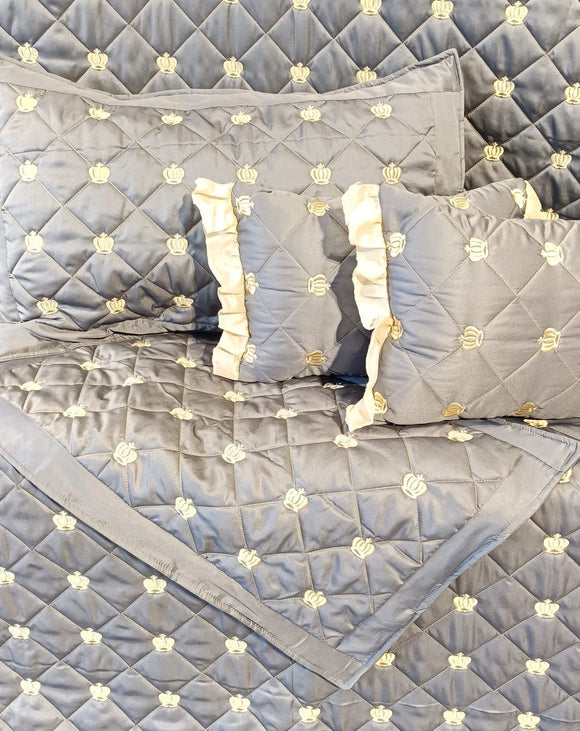 Light Grey Shade  King Size Premium Bed Cover Set  (5 pcs set)-TEX001BLG