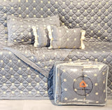Light Grey Shade  King Size Premium Bed Cover Set  (5 pcs set)-TEX001BLG