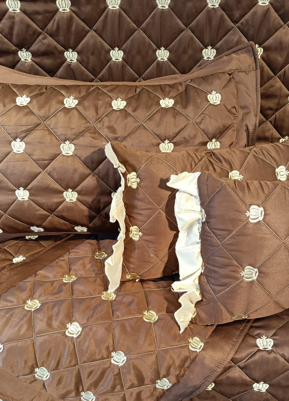 Brown Shade King Size Premium Bed Cover Set  (5 pcs set)-TEX001BCBR