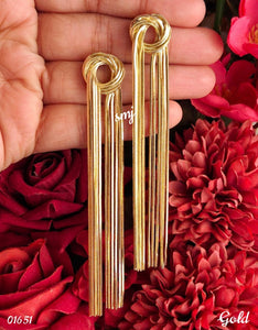 Pretty flowing  long knot pattern metal tassel earrings in gold and silver-RITU001TE
