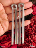 Pretty flowing  long knot pattern metal tassel earrings in gold and silver-RITU001TE