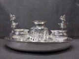 Shree Ambika , German silver washable  Pooja thali with Peacock Lamps-SINI001PS