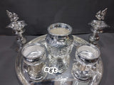 Shree Ambika , German silver washable  Pooja thali with Peacock Lamps-SINI001PS