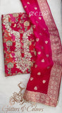 Pure Silk unstitched shirt with beautiful Zari  and  Meenakari weaved (not print) Salwar suit set -AFREE001SS