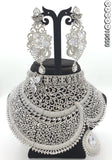 Silver Padmini   , elegant Platinum Finish Heavy Bridal Choker Necklace Set with Mangtikka for Women-SANDY001HCP