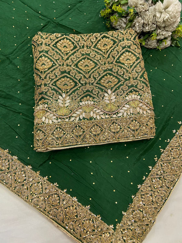Green  Shehanaz ,  Uppada Embroidered Suit With Upada Salwar and Chinon Duppatta-FASH001SSMG