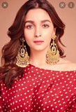 Alia Bhatt inspired Gold Finish Dangling Earrings with Pearls for Women-SANDY001REA